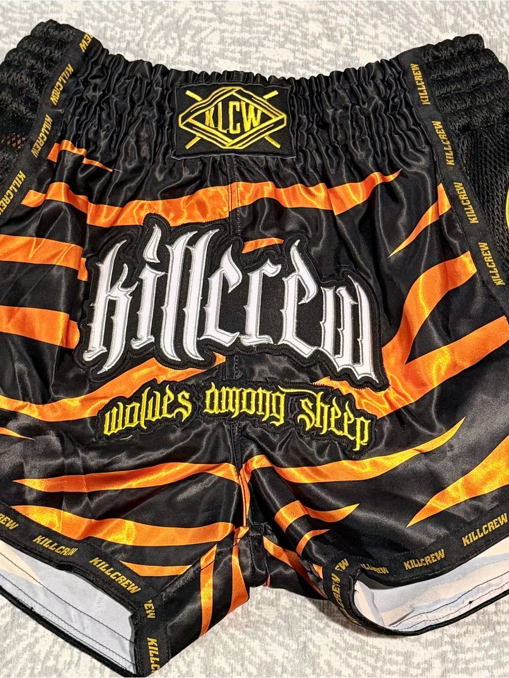 KILL CREW /// MUAY THAI FIGHT SHORTS - TIGER ORANGE - Unisex Medium - Picture 7 of 11